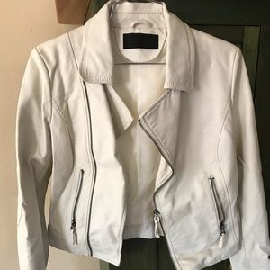 Women’s faux white leather jacket